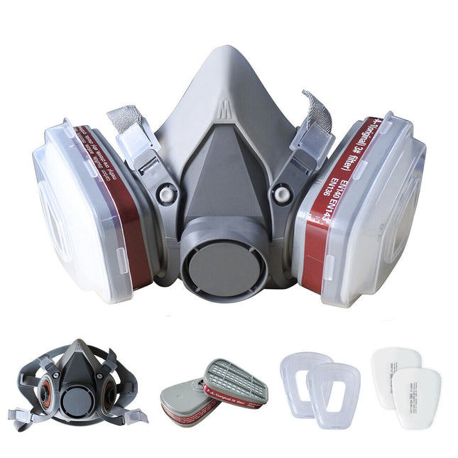 7-in-1 Halwe Gesig Gasmasker Gesigstuk Spuitverf Respirator Herbruikbare Veiligheidspak Vir 6200 Met Filter Chemiese En Ander Werkbeskerming