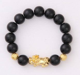 Obsidian 18K Goud Armband ses dapper woorde op hand en klein Pêrel vervoer geskenke groothandel