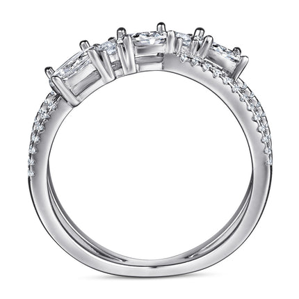 Ringe 925 Silwer Draaiende Kruis Denier Sirkoon Ring Vroue Trou Verloofring