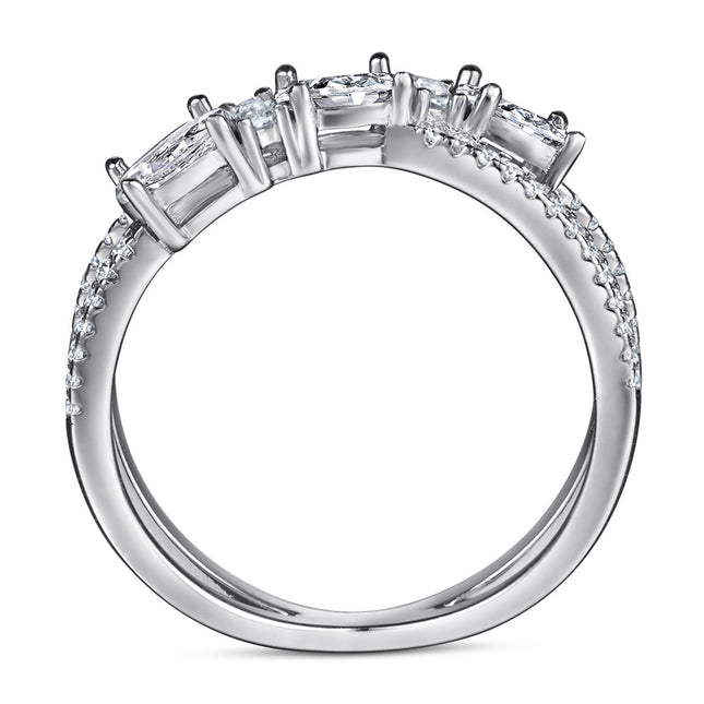 Ringe 925 Silwer Draaiende Kruis Denier Sirkoon Ring Vroue Trou Verloofring