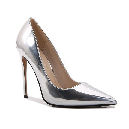 12cm French Style Small Heel Shoes Plus Size Pointed Toe Night