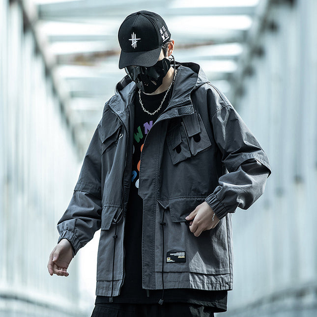 Multi-pocket Functional Hooded Work Jacket