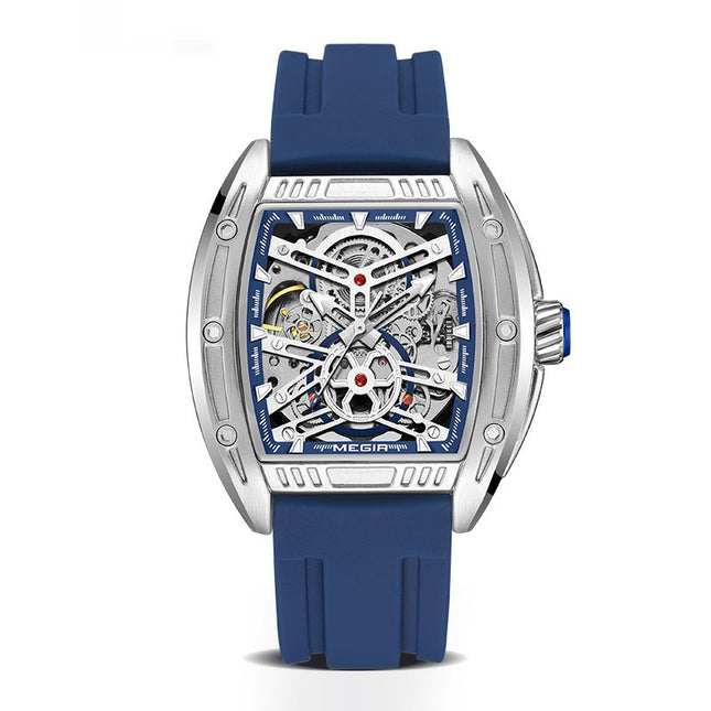 Men's Wine Barrel Type Mechanical Watch Silicone Tape