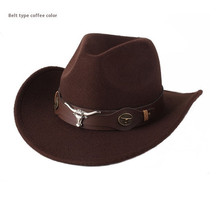 European And American Style Woolen Cowboy Hat Men's Lady Couple Ethnic Style Curling