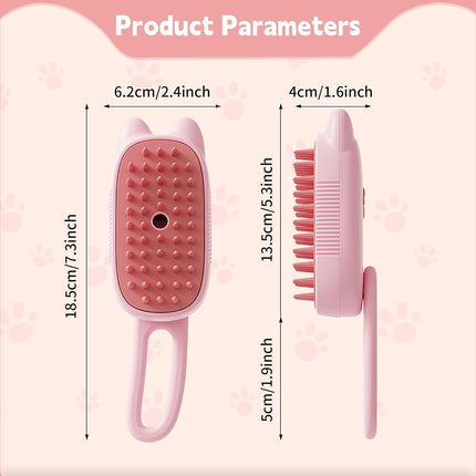 Innovative 3 In 1 Pet Steam Brush  Shedding Massage And Grooming In One Perfect For Dogs And Cats Short And Long Hair Static Flying Hair Remover And Water Sprayer