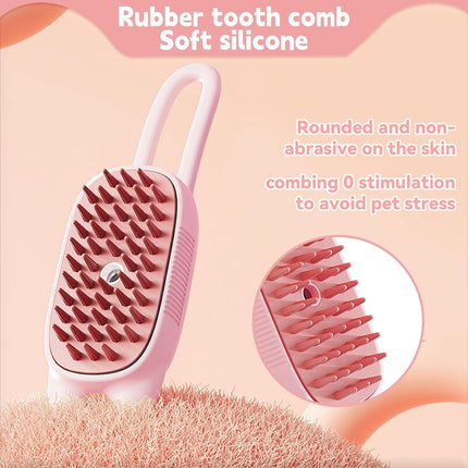 Innovative 3 In 1 Pet Steam Brush  Shedding Massage And Grooming In One Perfect For Dogs And Cats Short And Long Hair Static Flying Hair Remover And Water Sprayer