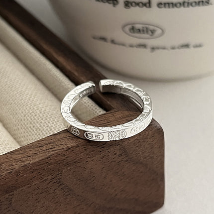 999 Pure Silver Lucky Auspicious Ring For Women, New Chinese Style Design, Attract Wealth & Blessing, Good Luck Open Ring