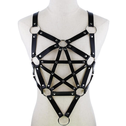 Pentacle body leather jacket