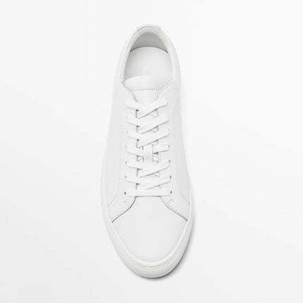 Simple Lace Sports Leather Lace-up Flat Bottom Casual Sneakers