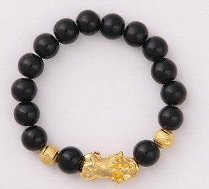 Obsidian 18K Goud Armband ses dapper woorde op hand en klein Pêrel vervoer geskenke groothandel