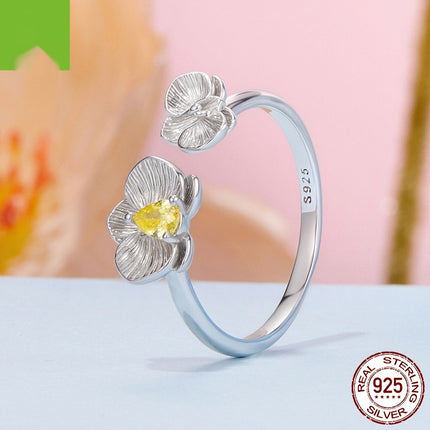 Sterling Silwer Phalaenopsis Oop Ring Mode Pragtig En Veelsydig