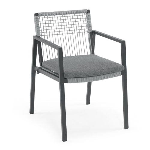 Buiten Eetkamerstoel Stel Van 2, Aluminium Touw, Buiten Leunstoel Sitplek Vir Stoep Agterplaas Swembad Balkon, Kussing Ingesluit