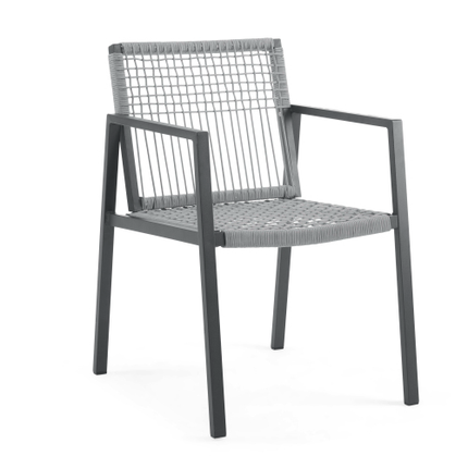 Buiten Eetkamerstoel Stel Van 2, Aluminium Touw, Buiten Leunstoel Sitplek Vir Stoep Agterplaas Swembad Balkon, Kussing Ingesluit