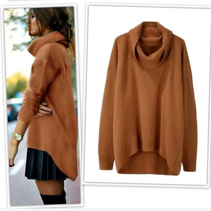 Turtleneck irregular top sweater