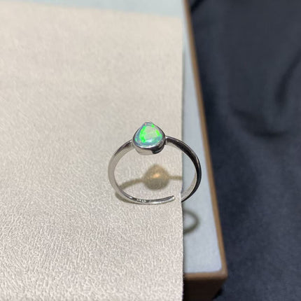 Natuurlike Opaalring, S925 Silwer Verstelling, Minimalistiese Waterdruppelvorm, Opaalring