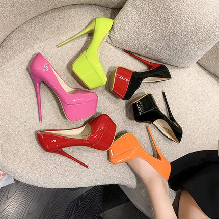 Sexy Stiletto Waterdigte Platform Vlakmond Internet Bekende Nagklub Skoene
