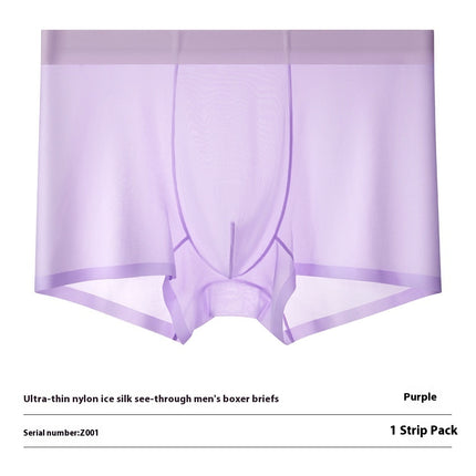 Ultra-thin Cool Ice Silk Breathable Traceless Transparent Hair Exposed Sexy Boxer