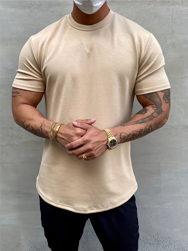 Men's Simple All-match Pure Cotton Solid Color Short Sleeve