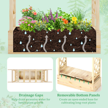 Wooden Raised Garden Bed Planter Box With Trellis And Hanging Roof