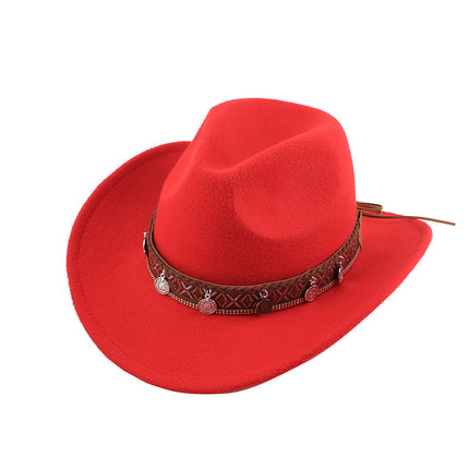 European And American Style Woolen Cowboy Hat Men's Lady Couple Ethnic Style Curling