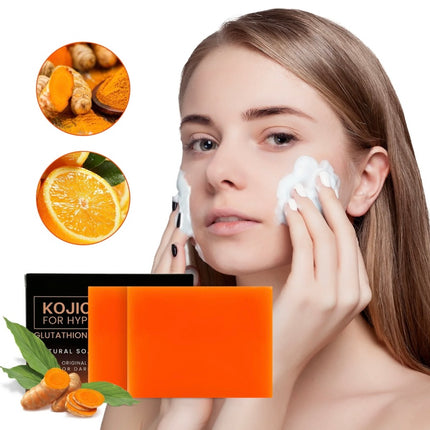 Organiese Borrie Seepstafie vir Gesig, Kojicsuurseep vir Hiperpigmentasie, Premium Japannese Geformuleerde Kojicseep Verryk met Vitamien C, Retinol, Kollageen