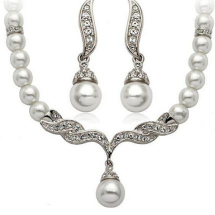 Factory Direct Korean Version, Elegant Angel Wings, Fashionable Pearl Necklace, Earrings, Bridal Suit 9086