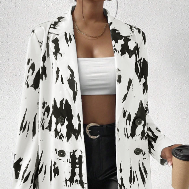 Ladies' Fashionable And Elegant Single Breasted Half Open Placket Drawing Versatile Suit Jacket