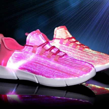 Fiber Optic LED Shoes USB Recharge Glowing Sneakers Man Llight Up Shoes