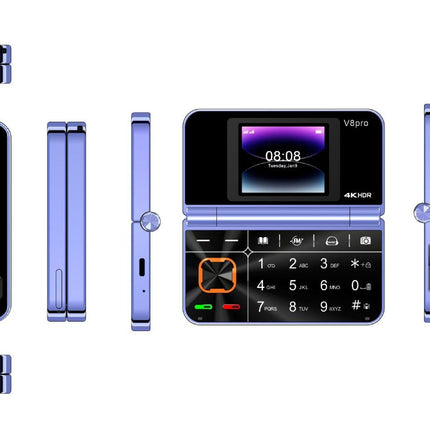 V8pro Dual Screen Folding Flip Function Mobile Phone