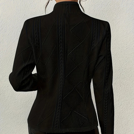 Women's Elegant Textured Open Front Business Casual Work Office Blazer Jacket Suit