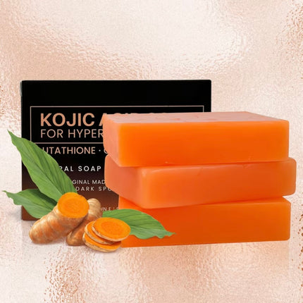 Organiese Borrie Seepstafie vir Gesig, Kojicsuurseep vir Hiperpigmentasie, Premium Japannese Geformuleerde Kojicseep Verryk met Vitamien C, Retinol, Kollageen