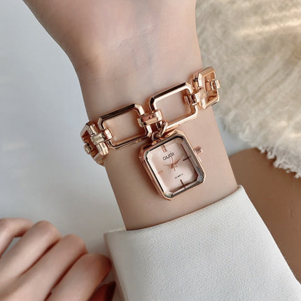 Vroue Dekoratiewe Horlosie Met Vierkantige Hanger En Armbandstyl