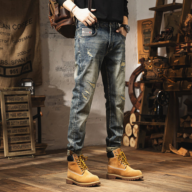 Retro Heavy Washed Jeans For Men