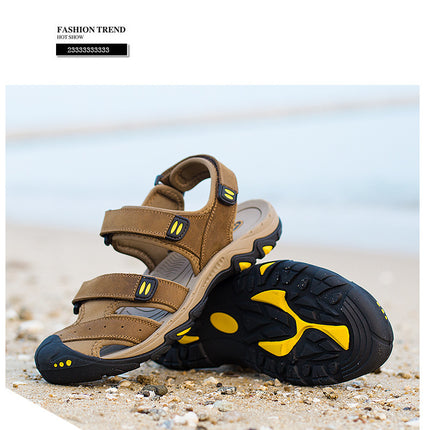 Men's Genuine Leather Beach Shoes Breathable Casual Sandals