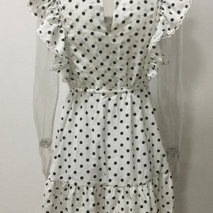 Lace lace-up dress