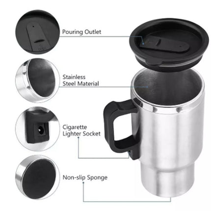 Stainless Steel Vehicle Heating Cup Electric Heating Car Kettle Camping Travel Kettle Water Coffee Milk Thermal Mug