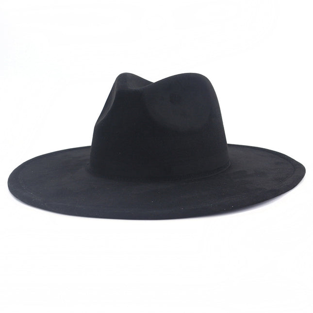 Suede Top Big Brim Flat Edge Gentlemen's Hat