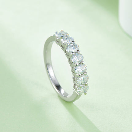 A Luxurious And Fashionable Light Luxury Jewelry Silver Ring Set With Top-quality Moissanite, S925 Silver Plated With Platinum