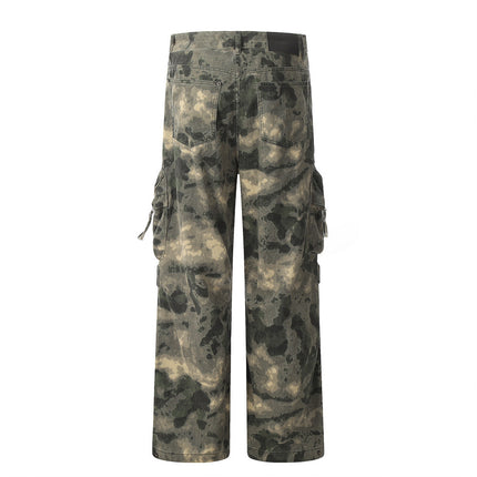 Mountain Outdoor Multi-pocket Workwear Tie-dye Camouflage Pants Men