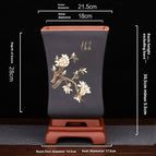 Floral Black Square / Purple Sand