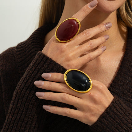 Nuwe Oordrewe Metaal Vintage Ingelegde Edelsteenring, Gepersonaliseerde Soet & Koel Premium Verstelbare Oop Ring