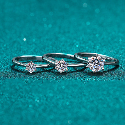 Moissanite 925 Sterling Silwer Plaat Ring Dogter