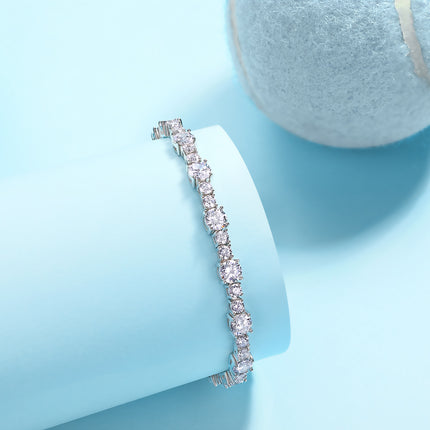 Set With Top-quality Moissanite, This Luxurious And Fashionable Light Luxury Trend Jewelry Silver Bracelet Is Made Of S925 Silver Electroplated With Platinum