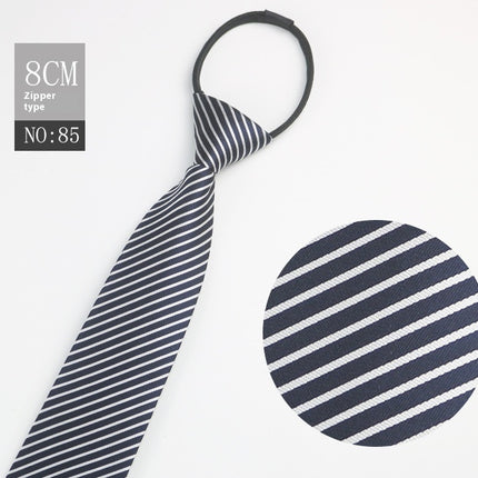Black Men's Tie Striped Blue Business Tie Lazy Zip Tie In Stock Wholesale Pull Peels
