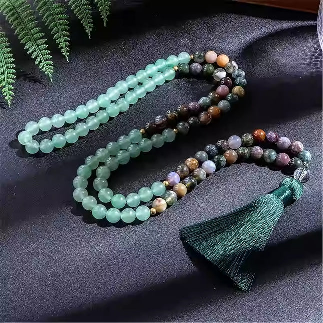 Agate-green Dongling Jade 108-bead Prayer Bead Necklace