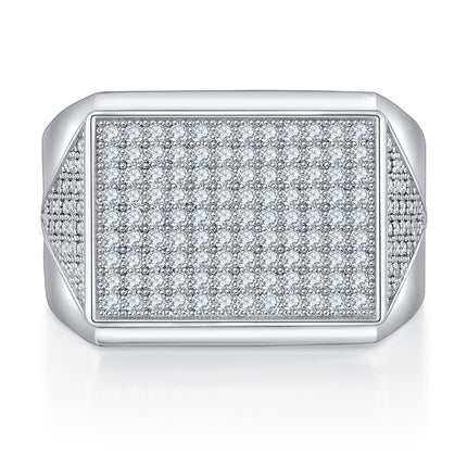 Men's Luxury And Fashionable Light Luxury Jewelry Silver Ring S925 Silver-plated Platinum Set With Top-quality Moissanite
