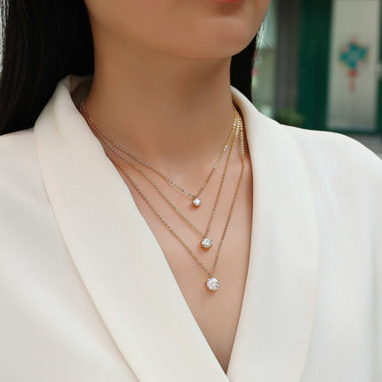 2-carat Luxury Fashion Minimalist Trend Jewelry Silver Pendant Necklace With Top-quality Moissanite, S925 Silver Electroplated With Gold