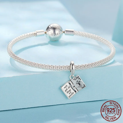 Open And Close Cross Pendant Ornaments S925 Sterling Silver Beads