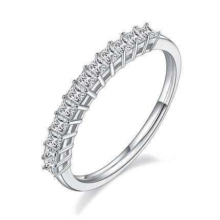 A Luxurious And Fashionable Light Luxury Jewelry Silver Ring Set With Top-quality Moissanite, S925 Silver Plated With Platinum