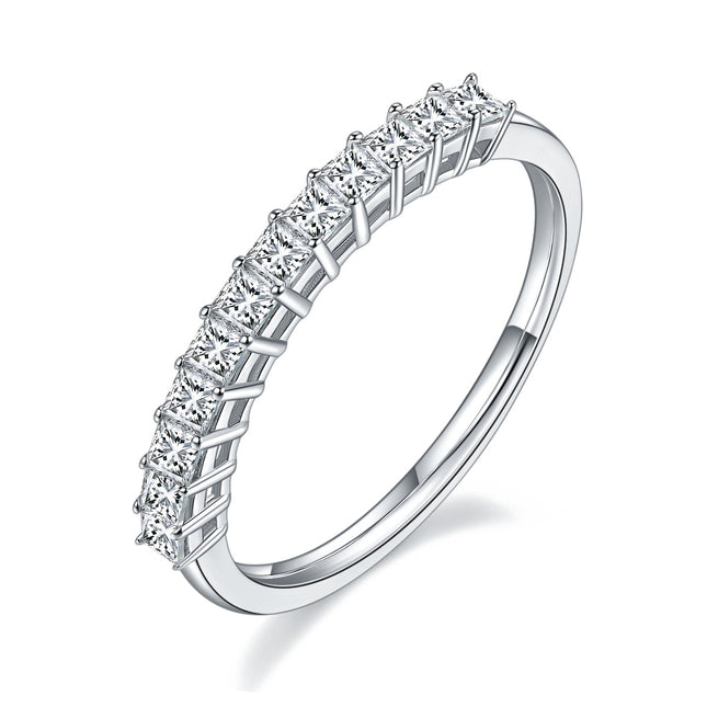 'n Luukse en Modieuse Ligluukse Juweliersware Silwerring Beset Met Topgehalte Moissaniet, S925 Silwer Geplateer Met Platinum